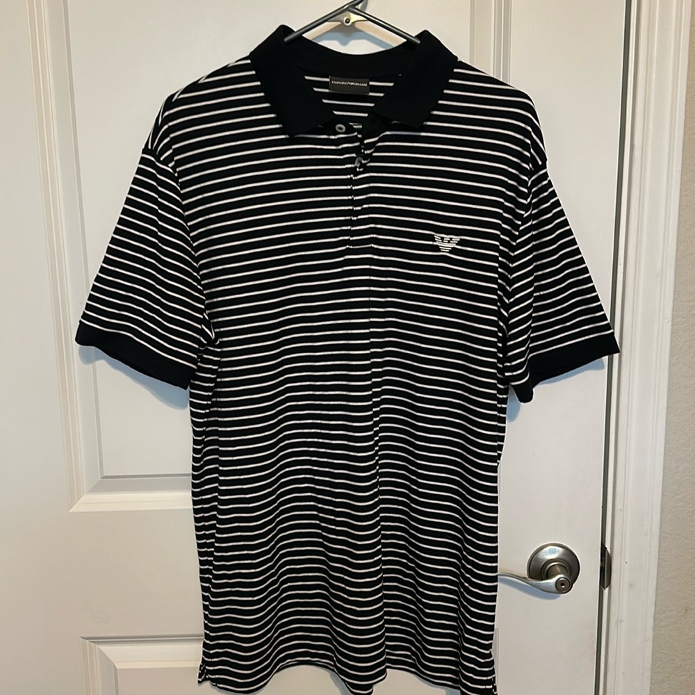 Emporio Armani Black Striped Polo